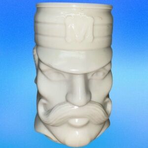 CASEY AT BAT MUSTACHE MAN FACE CUSTARD‎ GLASS AVON VINTAGE MUG CUP